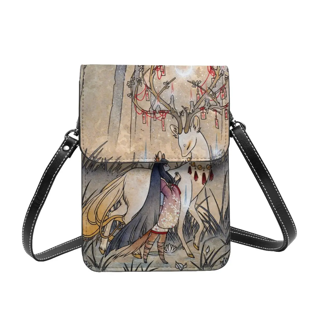 

The Wish Tea Kitsune Fox Yokai Shoulder Bag Japanese Love Gifts Reusable Mobile Phone Bag Leather Travel Female Bags