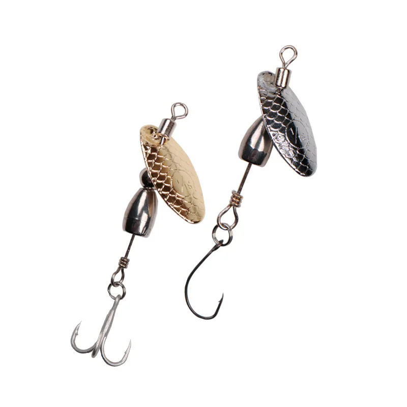 1-2pcs/lot tungsten steel rotating sequin isca artificial 4.8g/5.5cm composite spoon spinner hard bait fishing tackle accessorie