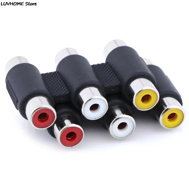 Multi-Functionele Audio Video Connector 3 Rca Av Coupler Mini 3RCA Vrouwelijke Aan Vrouwelijke Adapter Socket Extension Converter