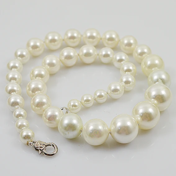 

Terisa Unique Shell Pearl Necklace 8-16mm Round White Natural Sea Shell Pearl Necklace 18'' High Luster Top Jewelry For Women