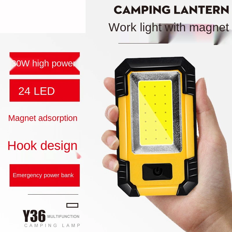 Lampe de travail Y36 avec aimant COB, puissante lampe de réparation automobile, lumière d'entretien, bloc d'alimentation Mobile