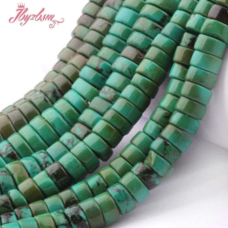 2x6,3x10,3x12mm Smooth Button Green Turquoises Natural Stone Beads For DIY Necklace Bracelets Jewelry Making 15\