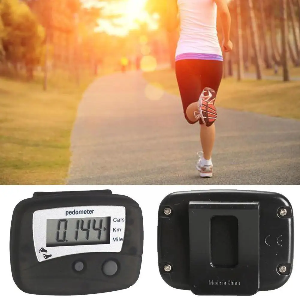 Black Portable Multi-functional Lcd Display Digital Outdoor Walking Calorie Pedometer Counter Equipment Sports Distance Ste A9L3