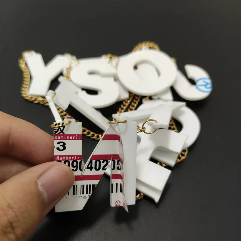 KUGUYS White Acrylic Letters Pendant Necklace for Women Trendy \