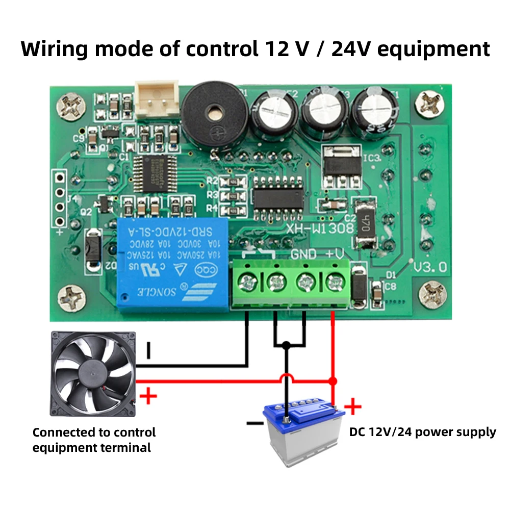 XH-W1308 W1308 AC 110-220V NTC Adjustable Digital Cool Heat Sensor Red Display Temperature Controller Thermostat Switch