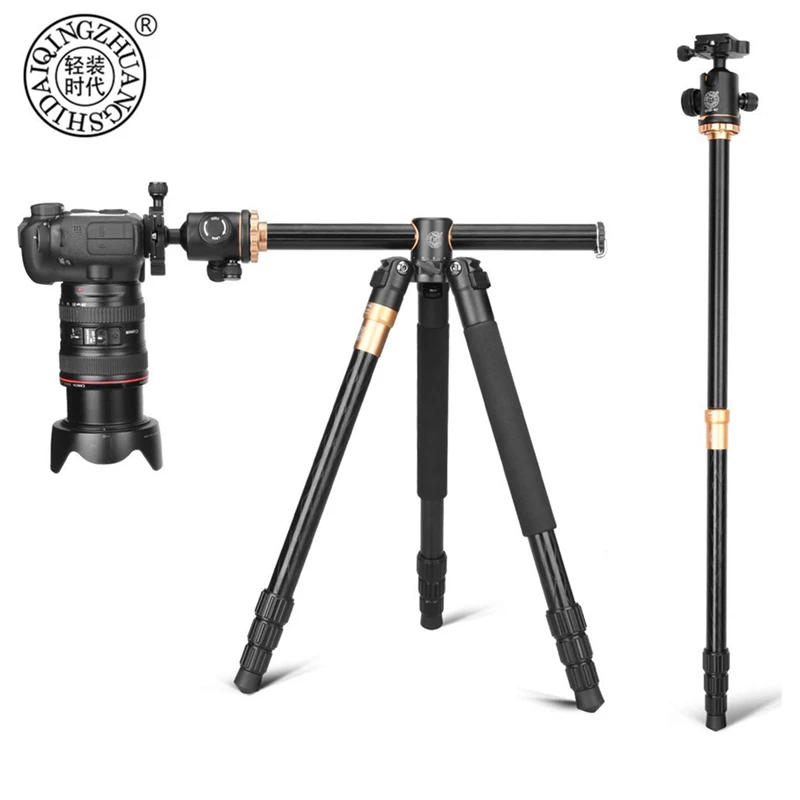 QZSD Q999H Portable Alluminium Alloy Camera Tripod Video Monopod Professional Extendable Travel Horizonal Tripod ball head