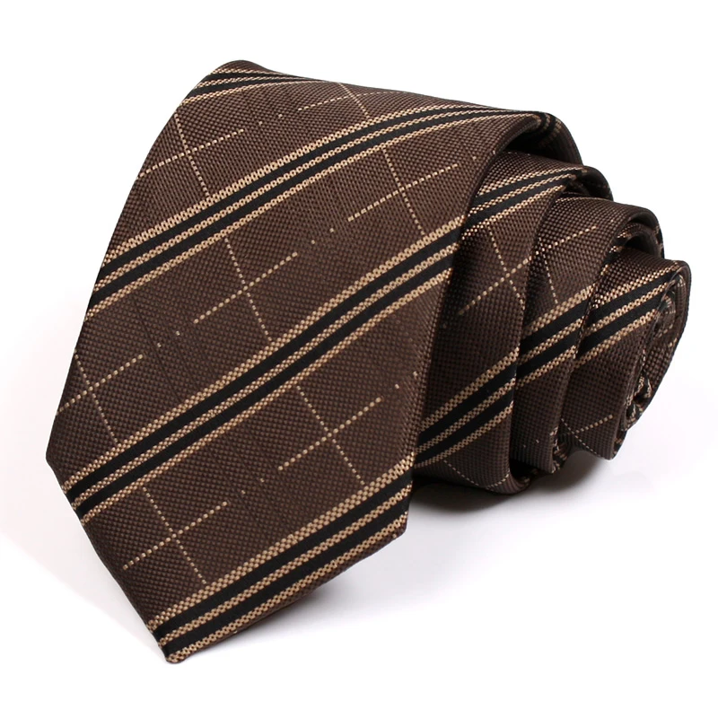 

Mens Tie Brown 7CM Striped Ties High Quality Fashion Formal Neck Tie For Men Business Suit Necktie Great For Party Wedding Work