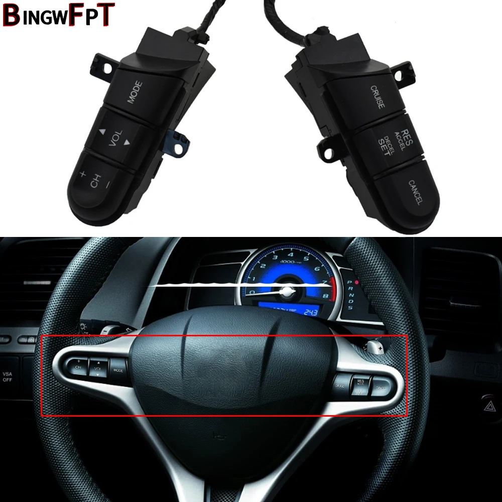 For Honda Civic 2006 2007 2008 2009 2010 2011 Steering Wheel Control Cruise Buttons Switch Auido Remote Button