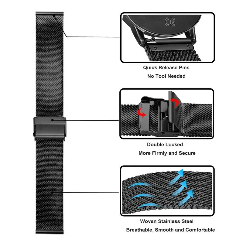 Garmin Vivoactive 3 4 4S Strap Milanese Metal Watch Band For Garmin Accessoires Forerunner 245/645 Vivomove Venu 2 2S Bracelet