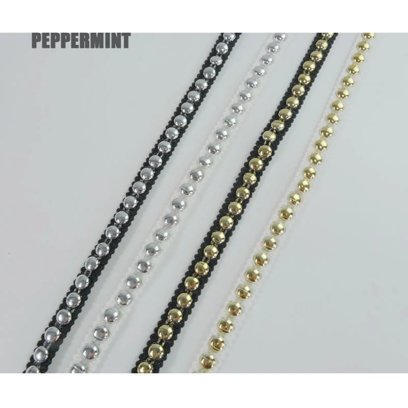 1yard 1cm Metal Riveting Trim Silver Golden Riveted Lace Quality Ribbon Handmade Sewing Accessory