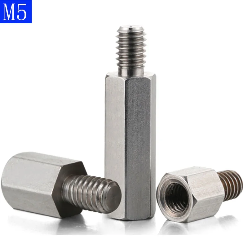 M5 + 8mm  Male-Female 303 Stainless Steel Hex Column Standoff Support Spacer Screws Nut Pillar Stud