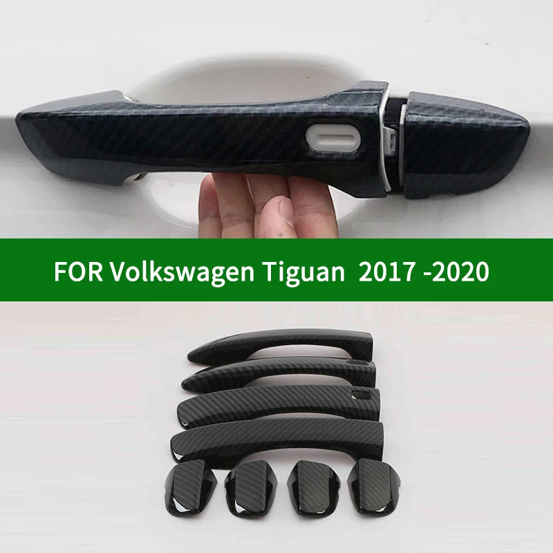 

FOR Second generation Volkswagen Tiguan R-Line 2017-2020 Accessory glossy carbon fibre pattern door handle covers trim 2018 2019