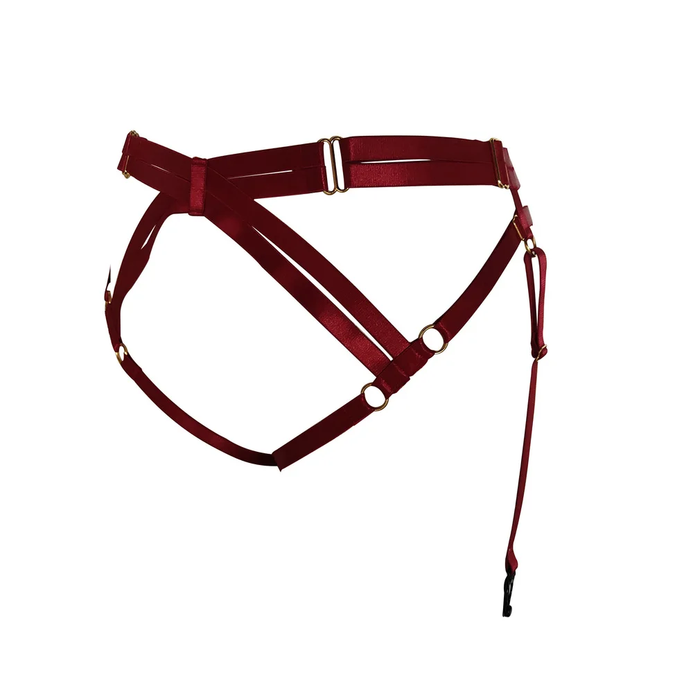 HANAERNES Sexy Double Harness Lady Tight Elastic Adjustment Punk Short Underwear Bondage Pants Dance Party Copper Hanging Ring