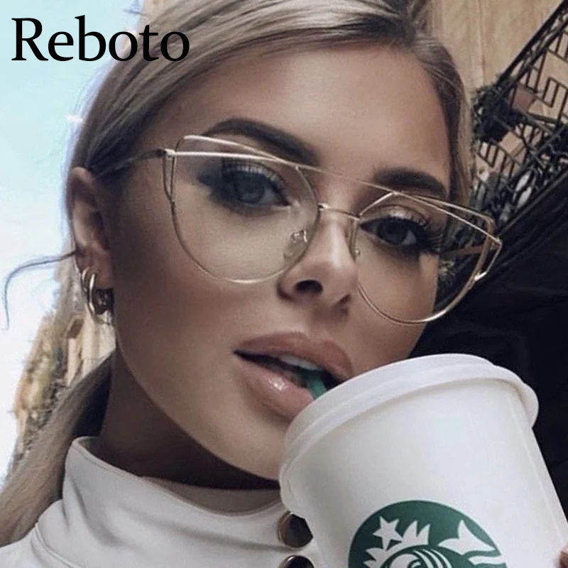 Computer Transparent Eyewear Frames Classic Brand Fashion Cat Eye Glasses For Women 2020 Oversized Spectacle Eyeglasses