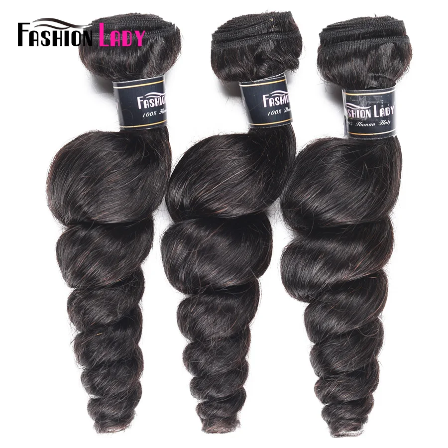 Mèches Loose Wave péruviennes Non Remy noir de jais-Fashion | 100% cheveux naturels, pré-colorés, avec Closure, lots de 3 pièces