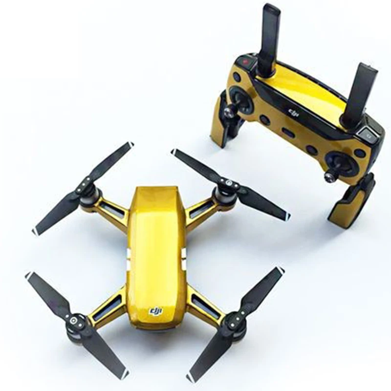 Golden Style Decal PVC Skin Sticker For DJI Spark Drone + Remote Controllers + 3 Batteries Protection Film Cover