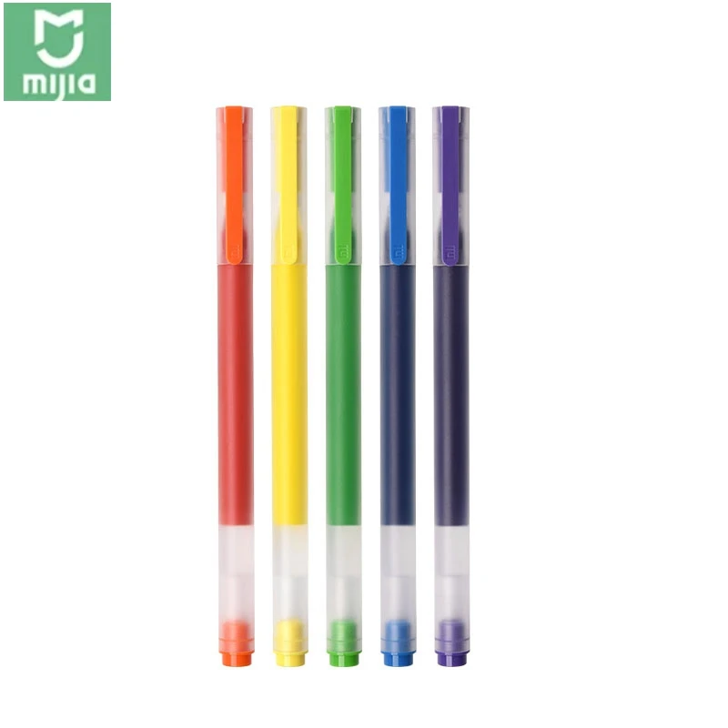 5 uds Xiaomi Mijia bolígrafo de escritura colorido súper duradero colores Mi Pen bolígrafo de Gel de 0,5mm bolígrafos para firmar para dibujo de oficina escolar