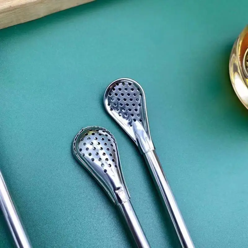 Stainless Steel Tea Filter Yerba Mate Tea Straws Bombilla Gourd Reusable Tea Tools Drinking Straw Spoon Washable Coffee Tea Tool