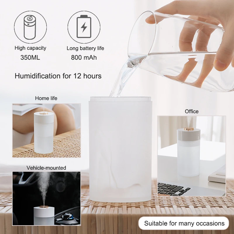 Мини-увлажнитель воздуха ультразвуковой, 350 мл, Usb