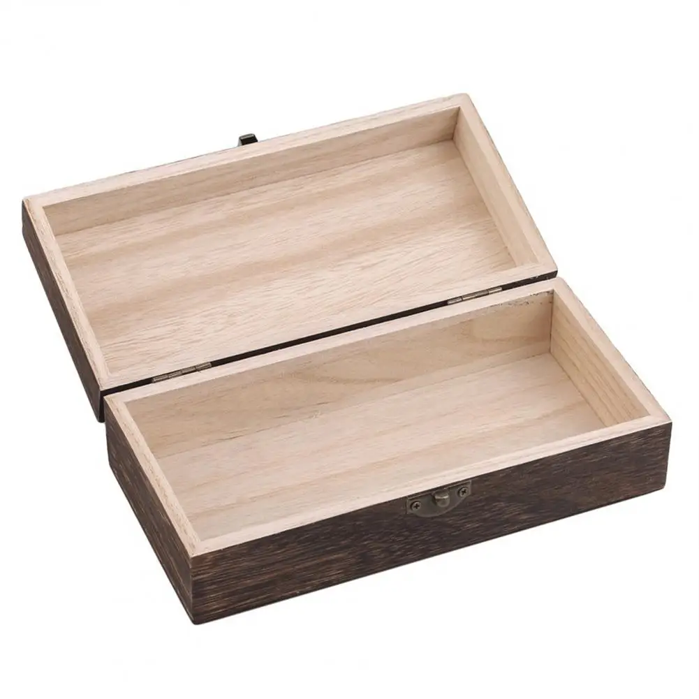 Vintage Jewelry Box Desktop Natural Wood Solid Color Trinket Case Jewelry Packaging Display Case Handmade Wooden Gift Box