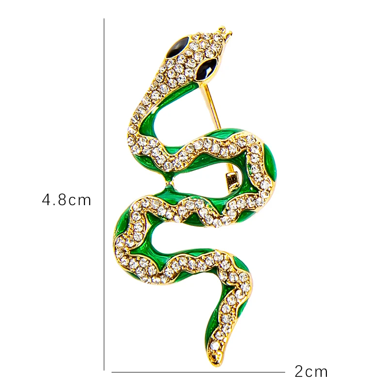 EASYA Green Snake Brooches Women Men Rhinestone Enamel Snake Animal Party Women Shirt Collar Clothing & Accessories