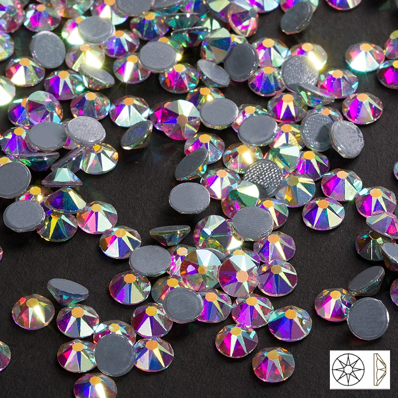 New Cut Facets 8 big 8 small hot back SS10-SS40 Crystal AB Iron On Rhinestone Hot Fix Rhinestones for Clothing Strass