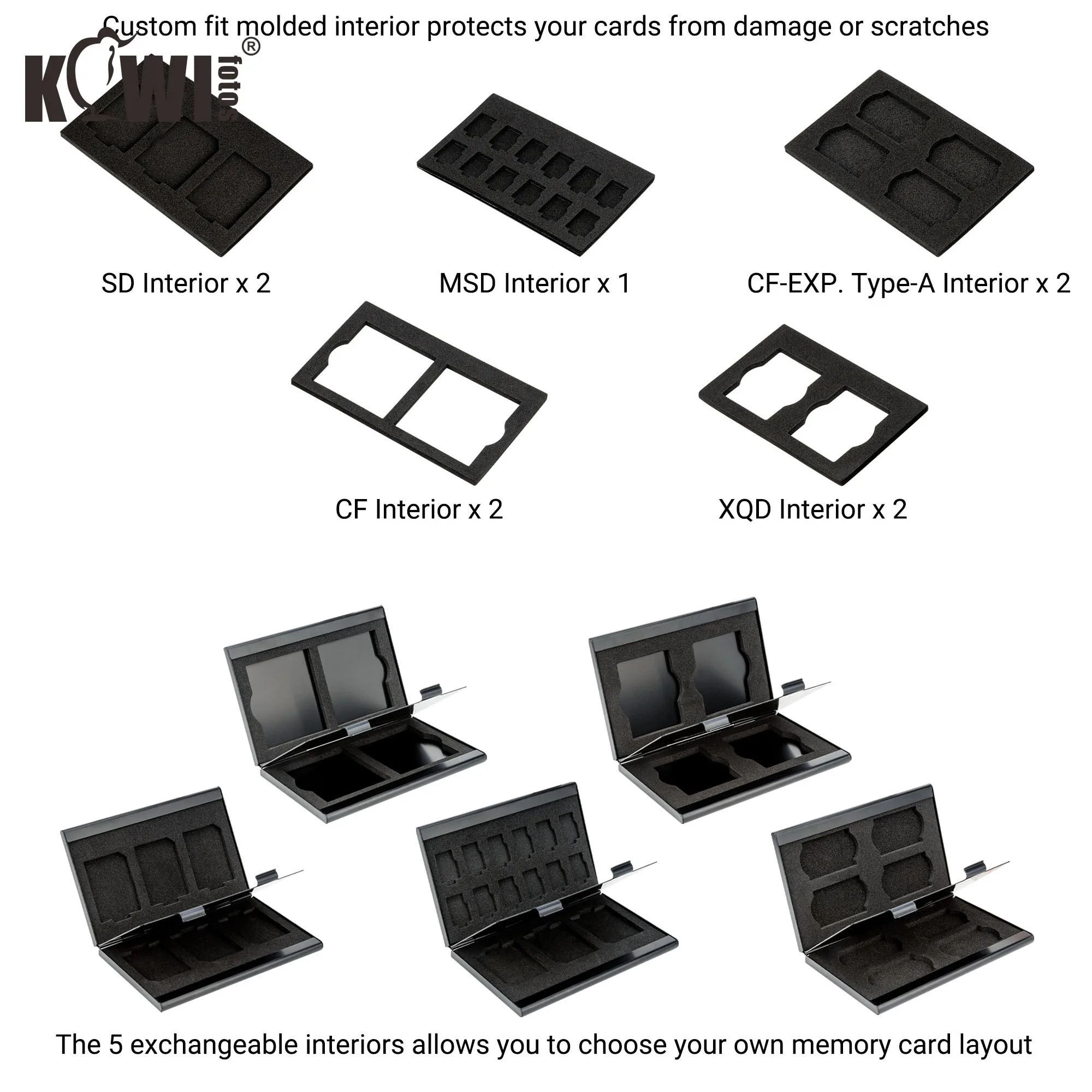 Thẻ Nhớ Ví Người Tổ Chức Cho SD SDXC SDHC/CF/Thẻ XQD / CFexpress Loại-Một/micro SD TF + 5 Thể Trao Đổi Nội Thất