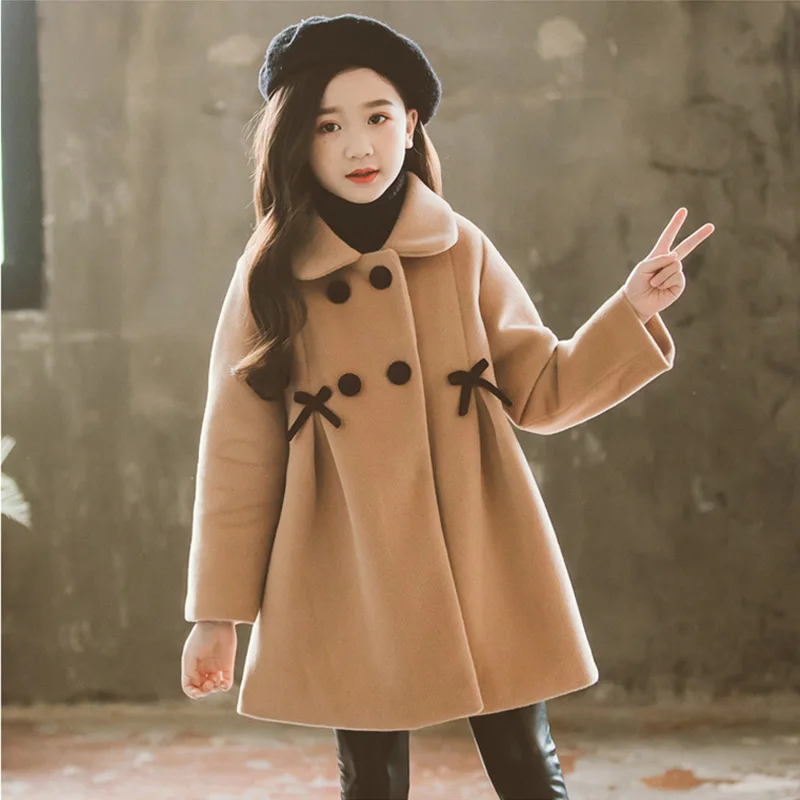 Children Jacket for Girls Winter Wool Warm Overcoat Fashion Girls Clothes Kids Outerwear Autumn Girls Coat 4 6 8 10 12 13 Years