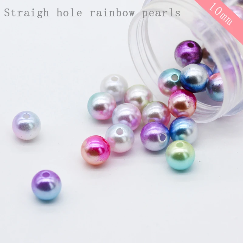 Fashion 3/4/6/8/10/12mm Round Pearl Gradient Magic Mermaid ABS Pearls Bead with 2Holes Crafts for Apparel Sewing jewelry Making