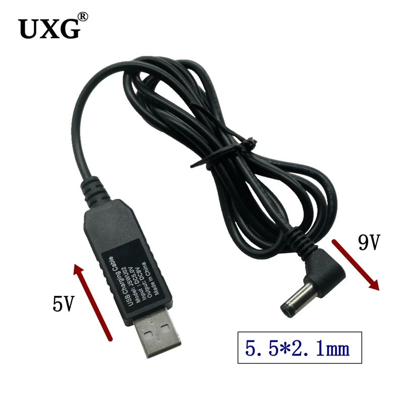 90 gradi da USB a cc 5.5x2.1mm Power Boost line USB 5V a cc 9V 12V modulo Step UP convertitore USB cavo adattatore 5.5x2.5mm spina 1M