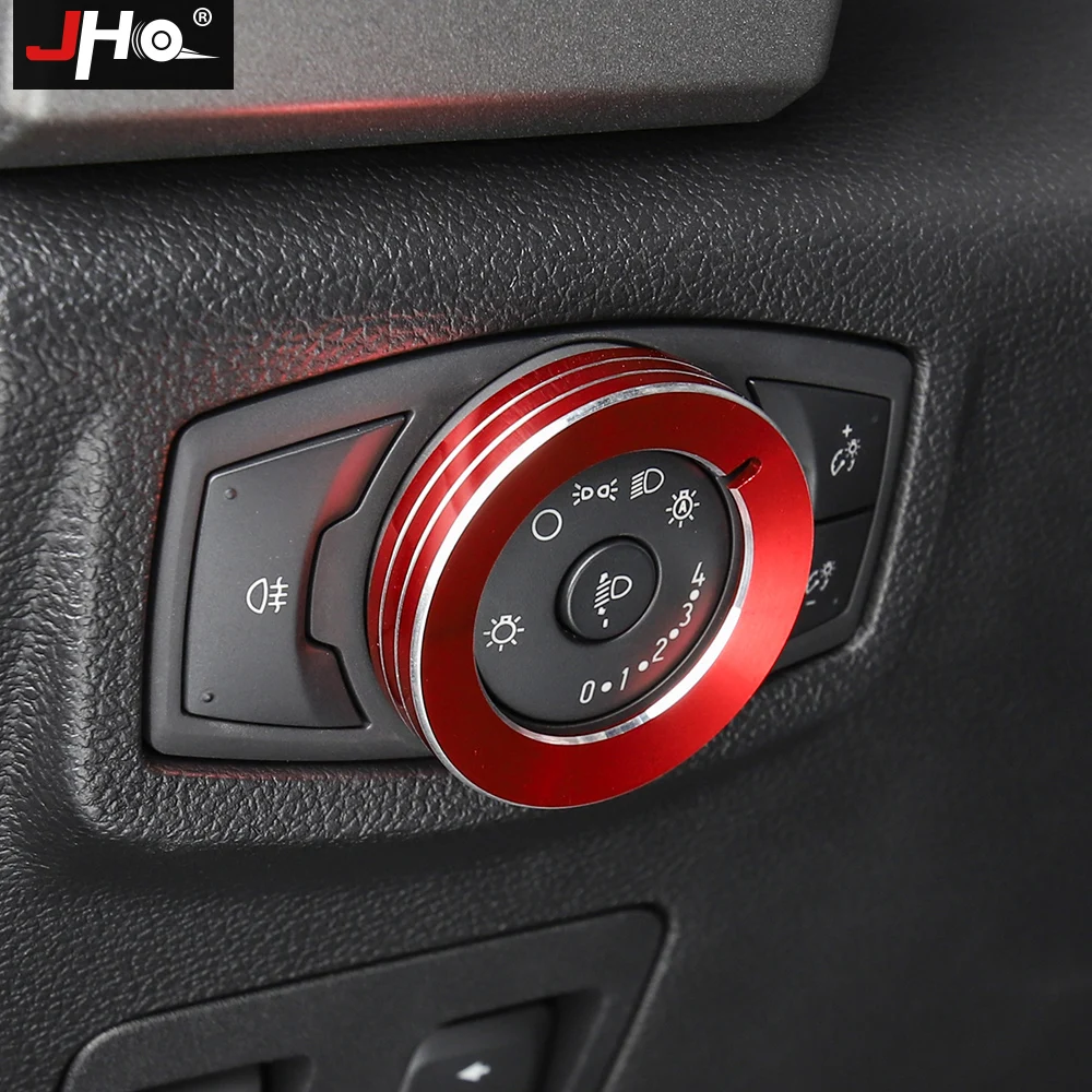 

JHO Car Headlight Switch Button Ring Overlay Cover Trim For Ford F150 RAPTOR 2017-2019 Ford Explorer 2011-19 2018 2016 2015 XLT