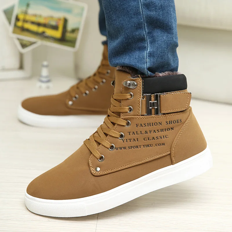 2020 Hot Men Shoes Fashion Warm Fur Winter Men Boots Autumn Leather Footwear For Man New High Top Canvas Casual Shoes Men856