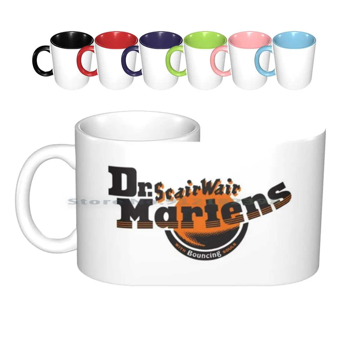 Scairwair ( With Bouncing Souls ) Ceramic Mugs Coffee Cups Milk Tea Mug Halloween Dr Docs Airwair Soul Creepy Boots Shoes