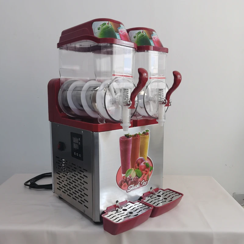 Double Tank Slush Machine Commercial Snow Melting Machine 850W Cold Drinking Dispenser Smoothies Machine