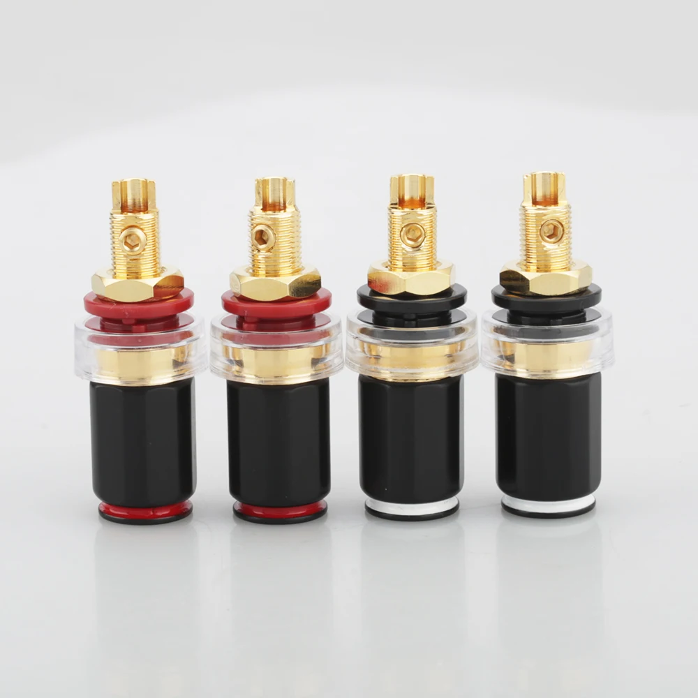 4pcs 하이 엔드 오디오 P008G 골드 도금 4MM 바나나 플러그 터미널 바인딩 포스트 스피커 앰프 고품질 빨간색과 검정색