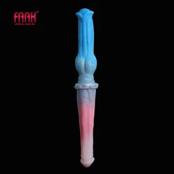 FAAK-consolador doble largo de 15,7 lnch, Color Smacaron, pene con nudo grande, Animal, caballo, perro, lésbico, juguetes eróticos, tapón Anal, Sex Shop