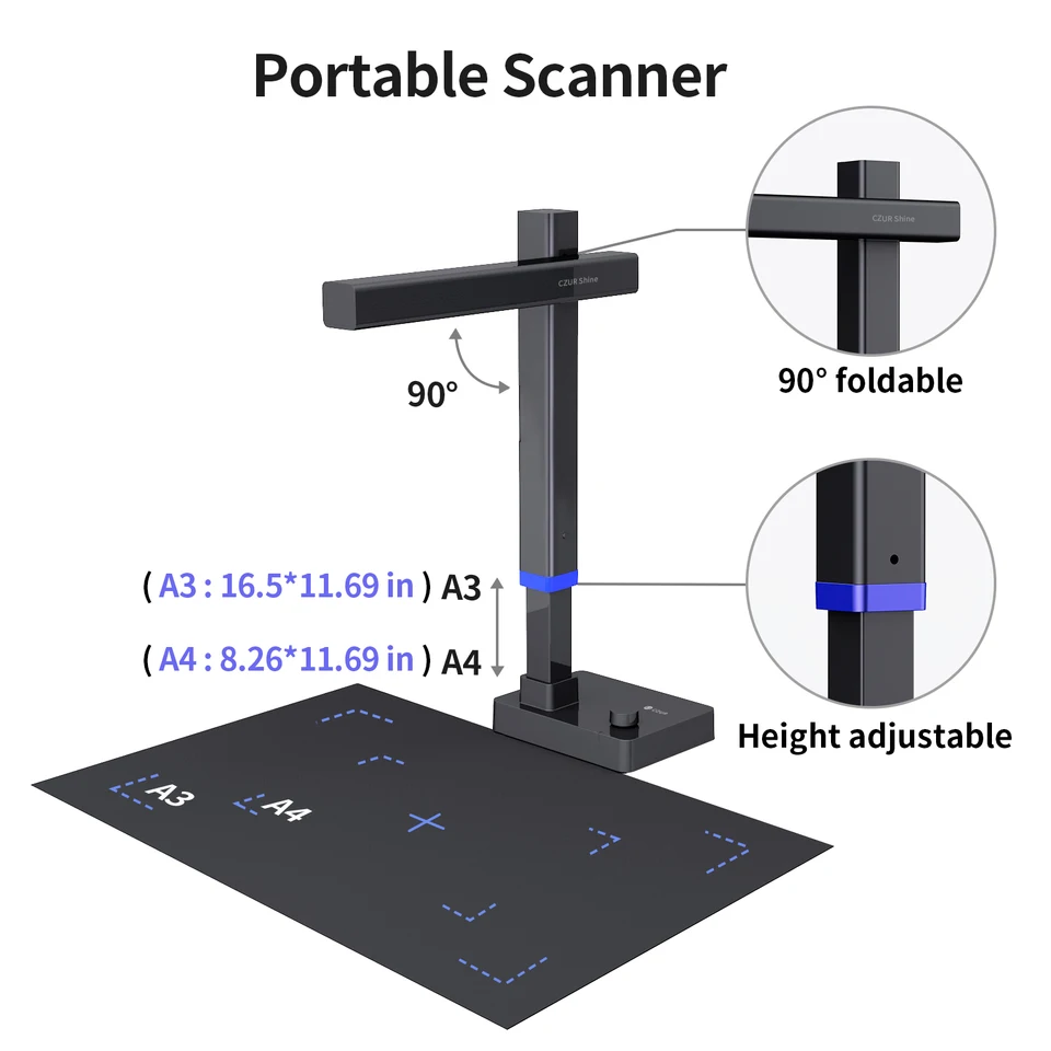 CZUR Shine Ultra Pro Book Scanner, 24MP Document Scanner, Portable