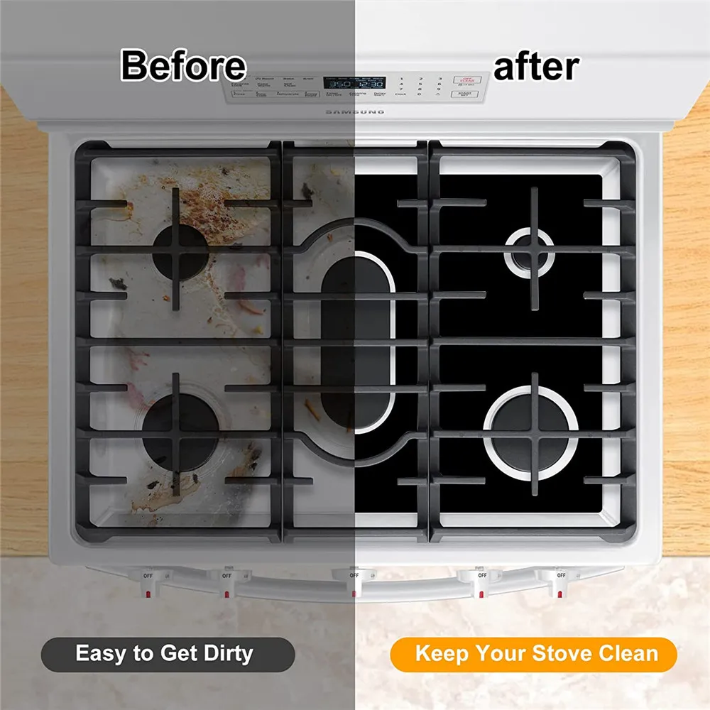 0.2mm Thickness Gas Stove Protectors Cover Liner 5 Holes Anti-Oil Gas Range Stovetop Burner Cooker Protective Covers Mat Pad