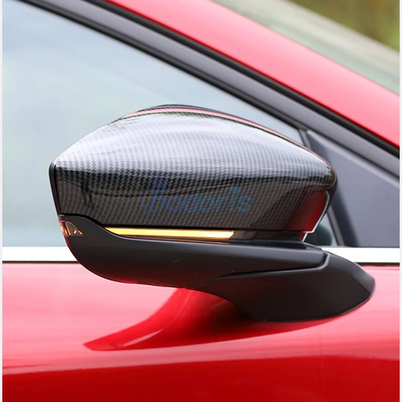 For Mazda CX-30 CX30 2020 2021 Carbon Fiber Color Side Wing Mirror Cover Rearview Overlay Garnish Panel Car Styling Accessories