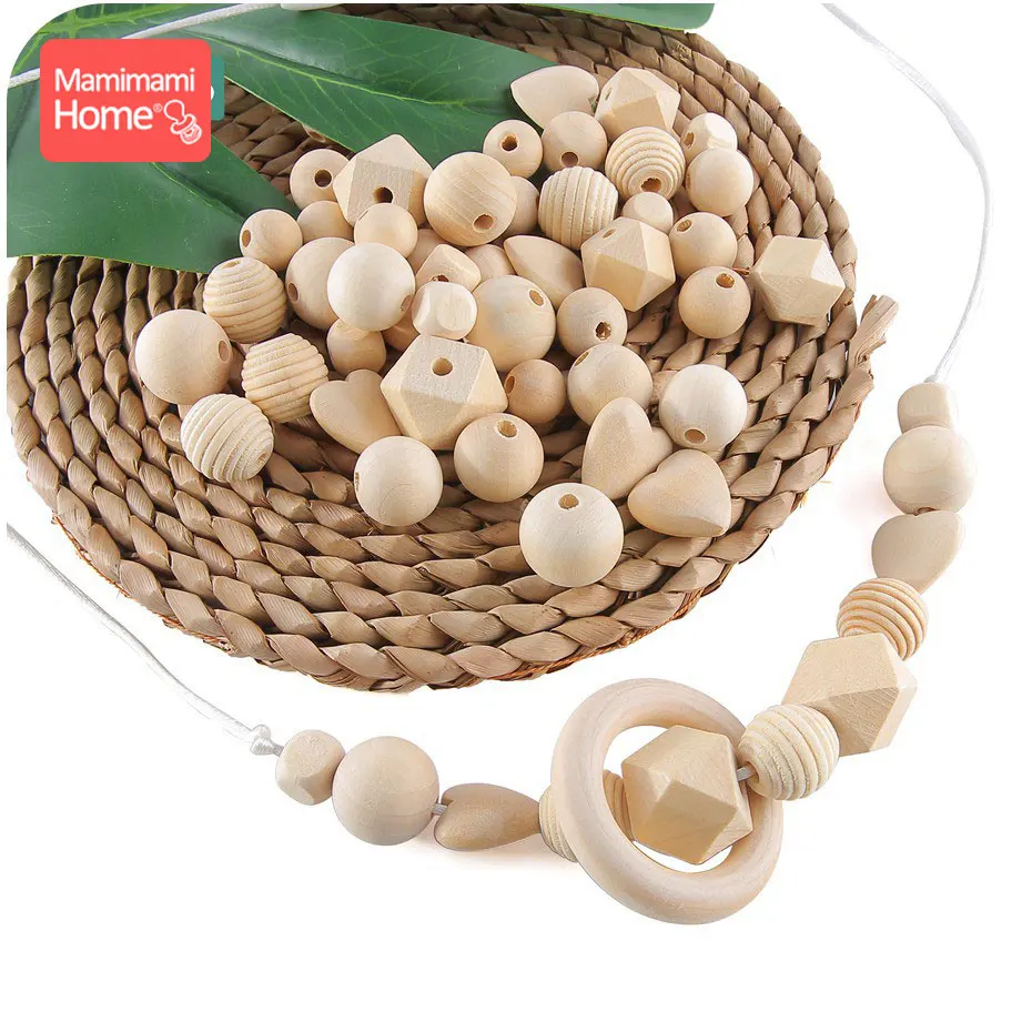 Wooden Beads Baby Teether Making Pacifier Chain Wooden Rodent DIY Crafts Newborn Teething Beads DIY Accessories Nurse Gifts