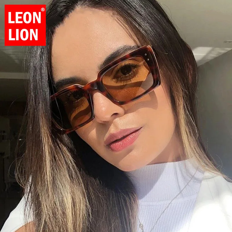 LeonLion Square Retro Sunglasses Women 2023 Small Cateye Glasses Women Luxury Brand Eyeglasses Women/Men Gafas De Sol Mujer