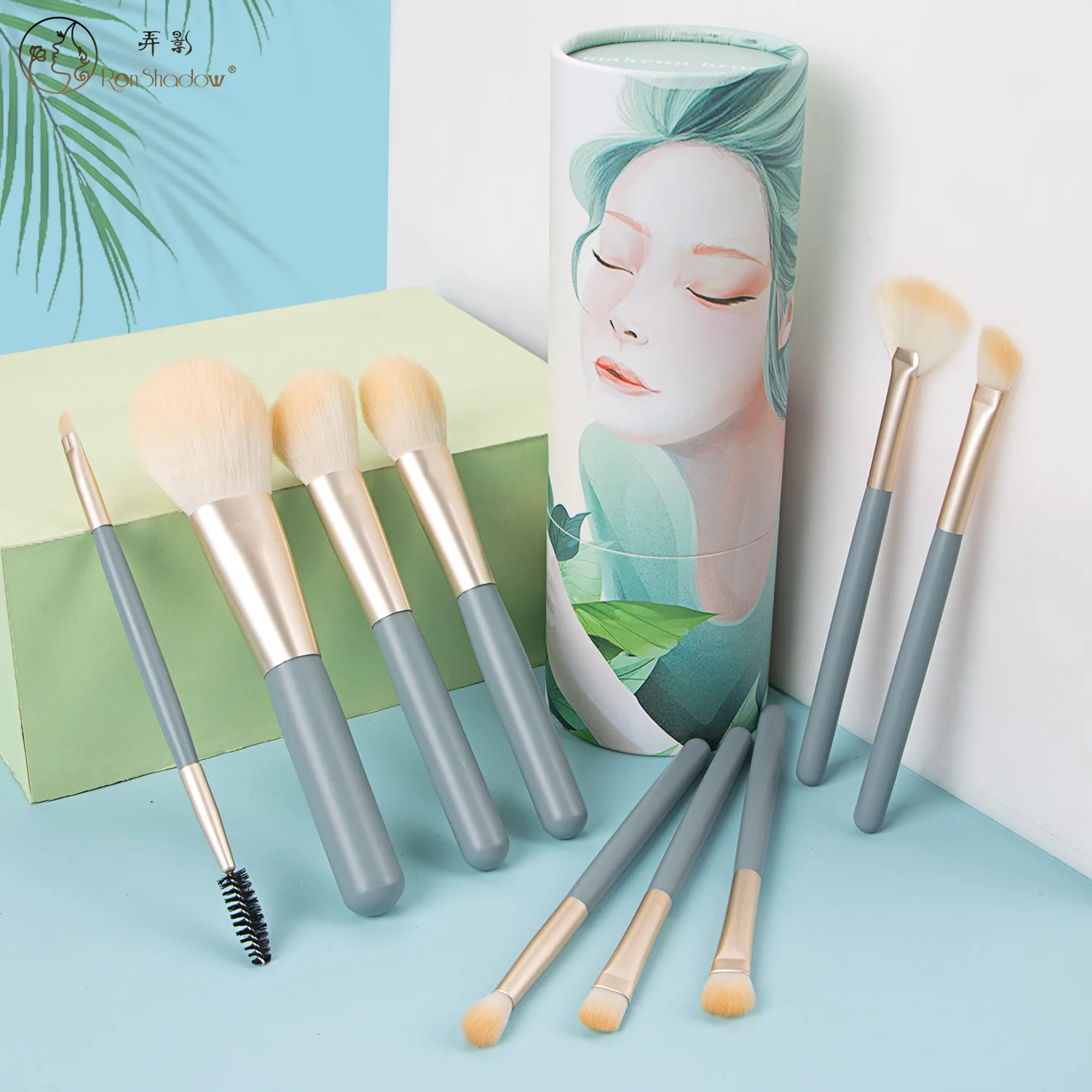 Ronshadow 9PCS Makeup Brushes Set Brochas Maquillaje Pincel De Maquiagem Kit Rangement Maquillage Beauty Packaging Makeup Tools