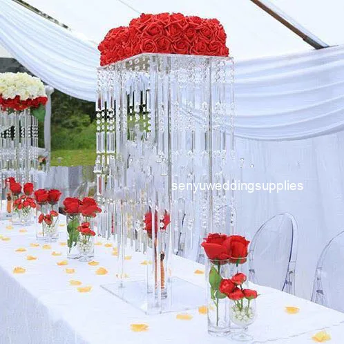 5pcs) new Tall Acrylic Floor Vase Clear Flower Vase Table Centerpiece for Marriage Modern Vintage Floral Stand Columns senyu1450