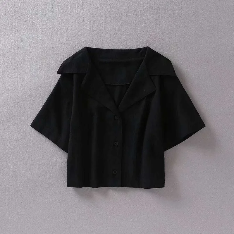 Camisas de mujer simples Normcore recortadas sólidas ocio verano todo-fósforo señora manga corta minimalista ajustado adolescentes estilo coreano de