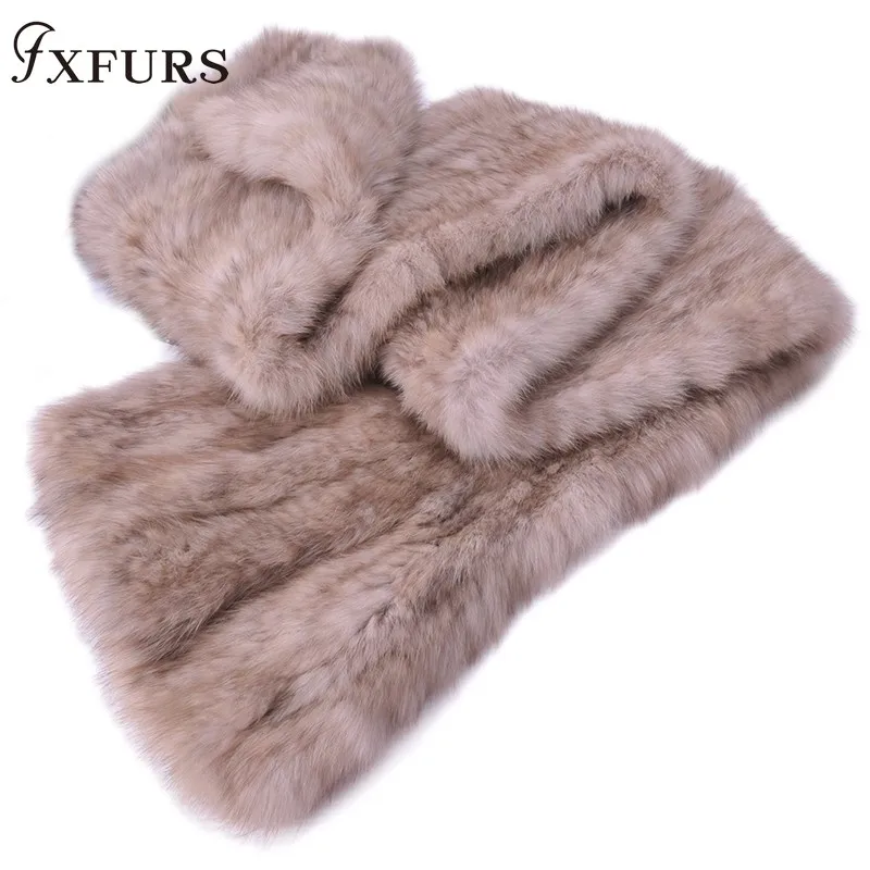 2020Fxfurs fashion New Highend Women's Genuine Real Sable Fur Knitted Scarf Natural Mink Fur Scarves  Wraps Soft Warm Neckwarmer