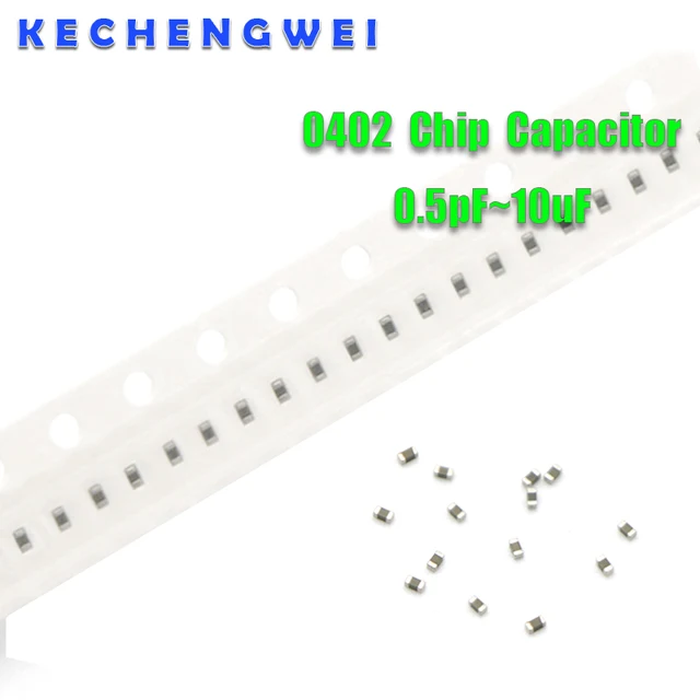 100szt 0402 SMD Chip Wielowarstwowy kondensator ceramiczny 0.5pF - 10uF 10pF 100pF 1nF 10nF 15nF 100nF 0.1uF 1uF 2.2uF 4.7uF