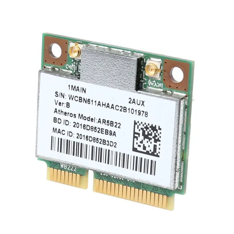 AR9462 AR5B22 WB222 Half Mini PCIe 300Mbps Bluetooth4.0 WLAN Wifi Wireless Card Adapter for PC Computer Laptop