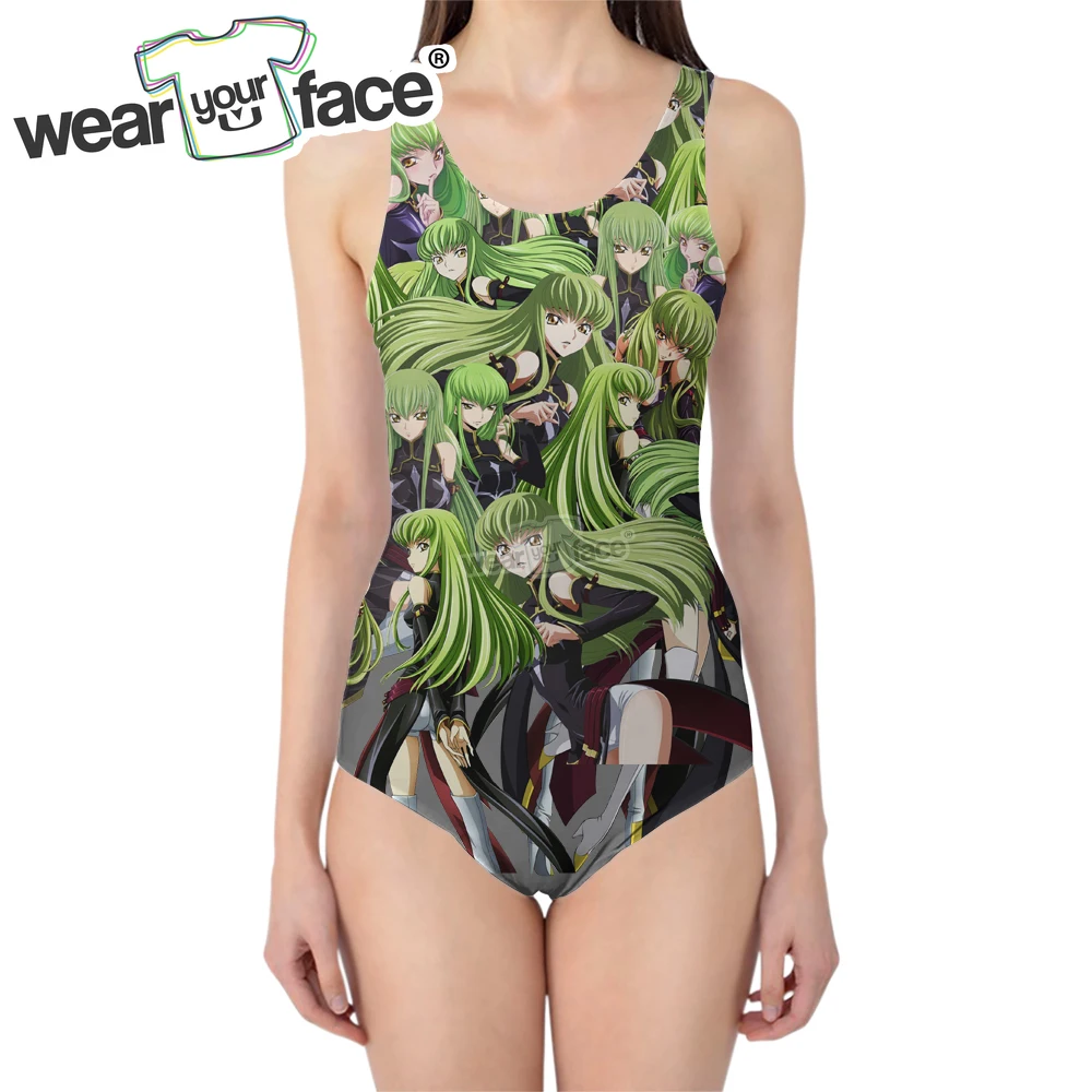 One Piece Swimwear Anime Geass Cartoon 3D All Over Printed Beach Sportswear Summer Women Swimsuit