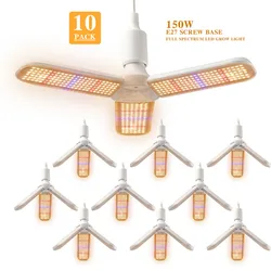 Luz LED de espectro completo para cultivo de plantas, bombillas E27 de 150W, rojo, azul, blanco cálido para invernadero de interior, semillas de vegetales, 10 unids/lote