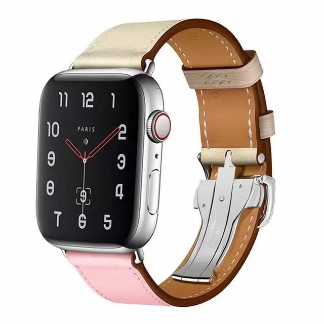 Leather Loop 41/45mm for Apple Watch Band SE7 6 5 4 3 2 1 Single Tour Deployment Buckle Strap Correa for iwatch 42/38mm 40/44mm